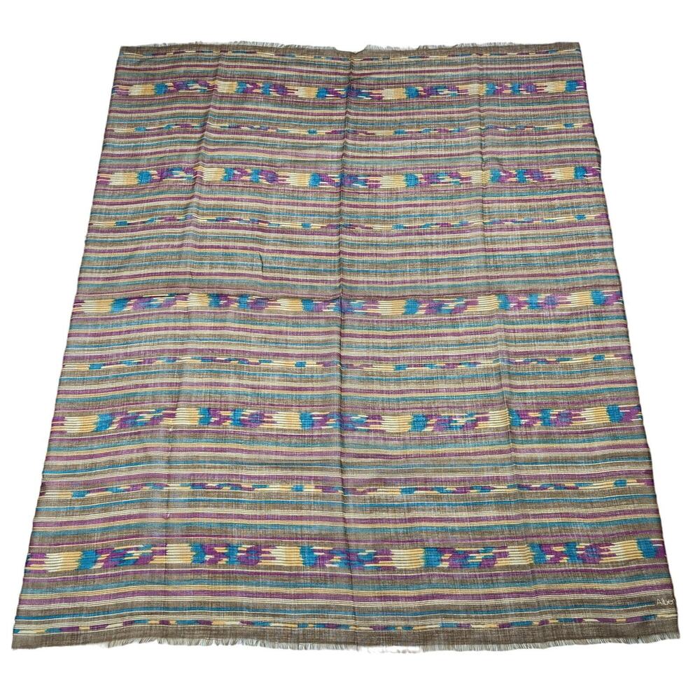 Albert Nipon Scarf Brown Southwestern Print Wool Square 42 x 43 - Picture 4 of 9